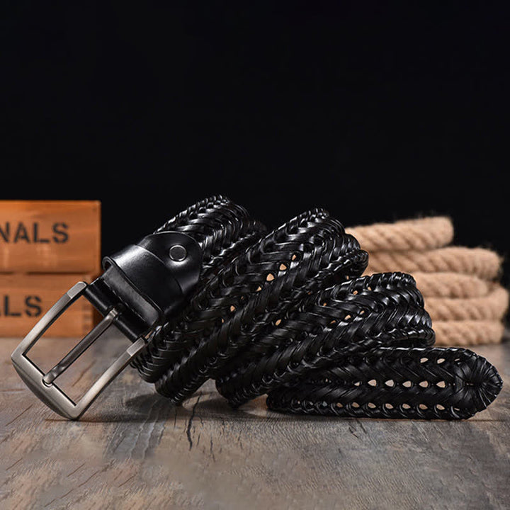 Ceinture en cuir tressée décontractée pour homme