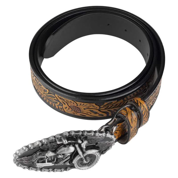 Ceinture en cuir style motard punk rock pour homme