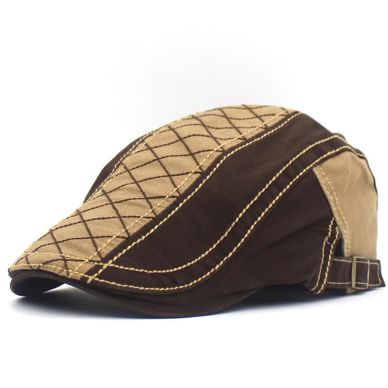 Béret à carreaux brodés vintage en patchwork