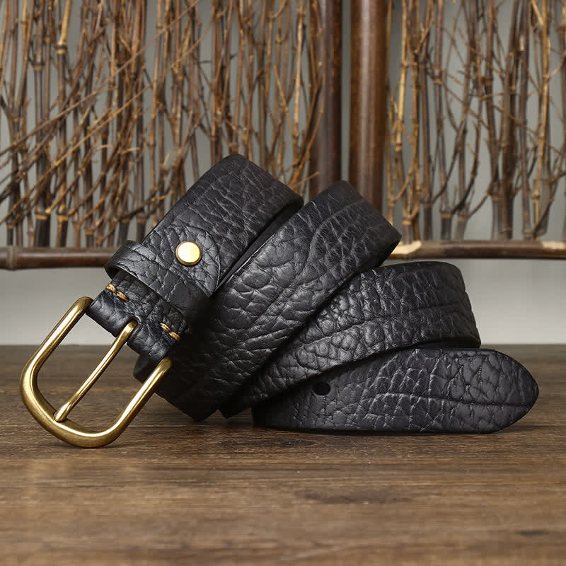 Ceinture en cuir à motif peau de bison gaufré pour homme