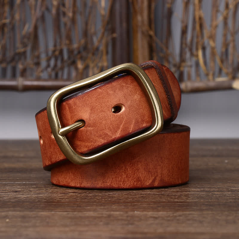 Ceinture en cuir de vachette pur épais vintage pour homme