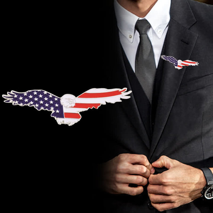 Broche en émail pour homme représentant un vautour avec le drapeau américain