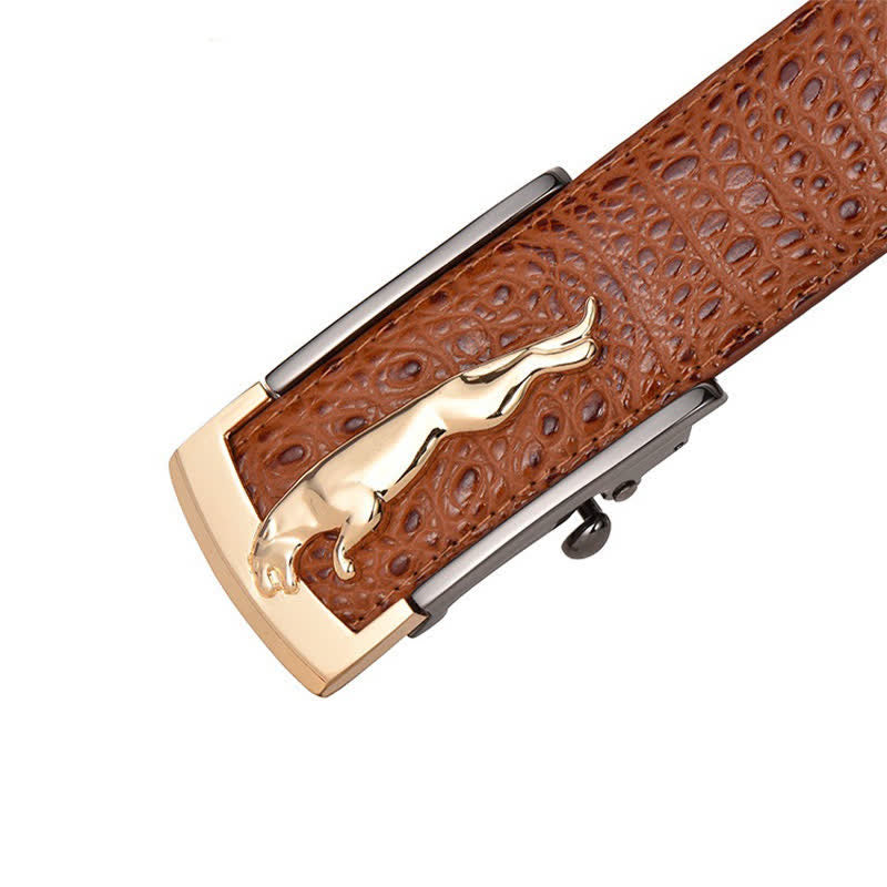 Ceinture en cuir à motif alligator avec boucle automatique léopard pour homme