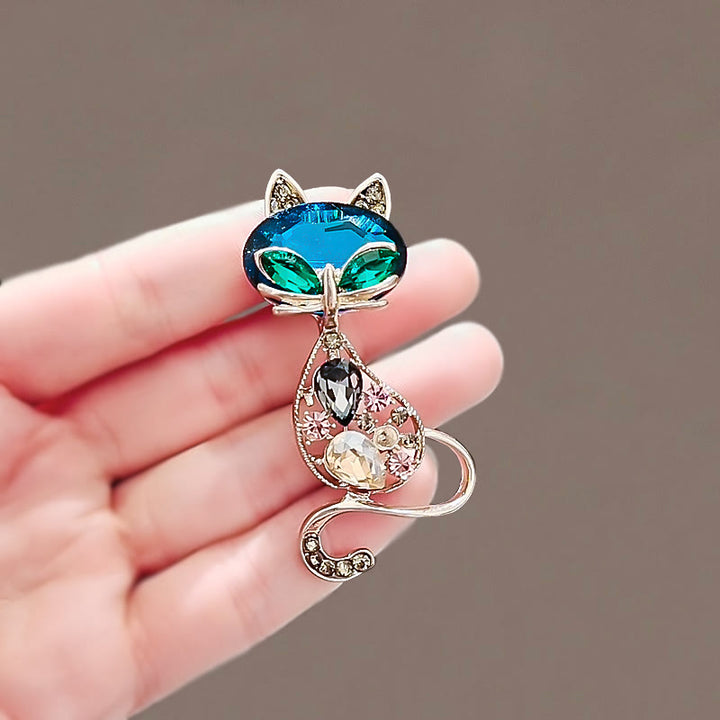 Broche renard aux yeux bleu sarcelle pour femme