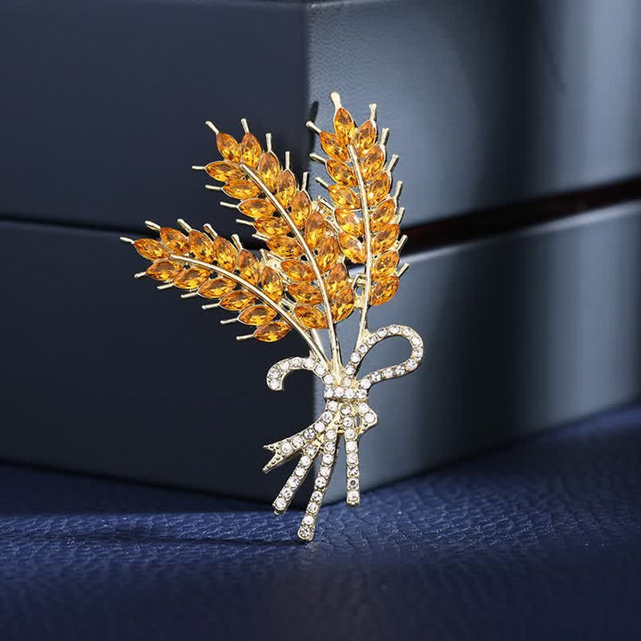 Broche en forme de nœud papillon en blé brillant pour femme