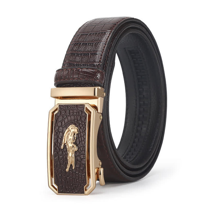 Ceinture en cuir à boucle automatique pour homme, motif crocodile