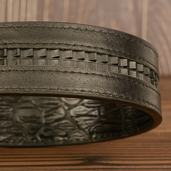 Ceinture en cuir gaufré crocodile tête d'aigle pour homme