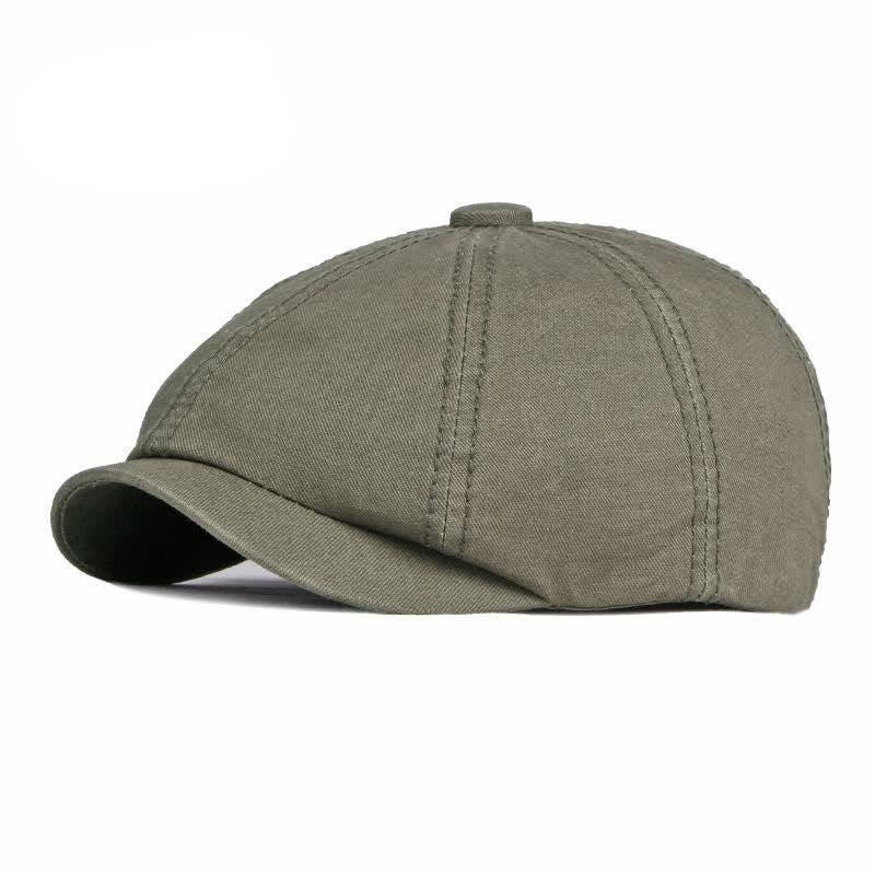 Casquette béret décontractée en coton de couleur unie - Vert armée - Réglable (environ 21 5/8"-23 5/8") - image 14