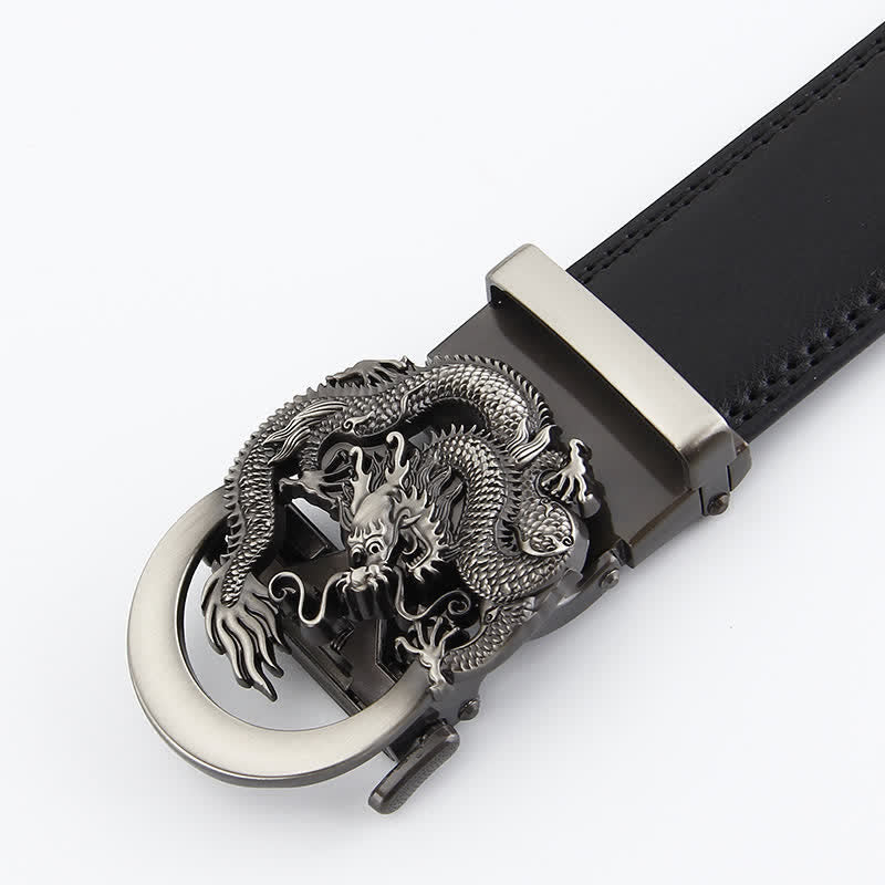 Ceinture en cuir à cliquet automatique Dragon Business pour homme