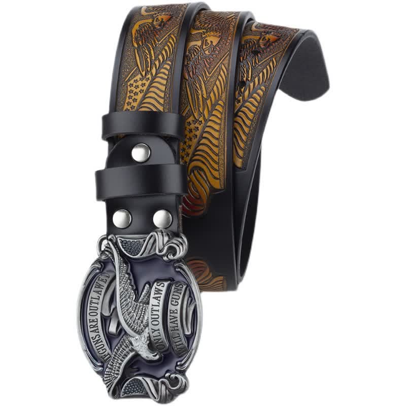 Ceinture en cuir pour homme avec drapeau américain Soaring Eagle