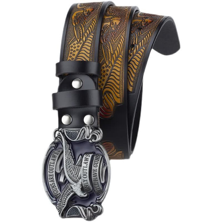 Ceinture en cuir pour homme avec drapeau américain Soaring Eagle