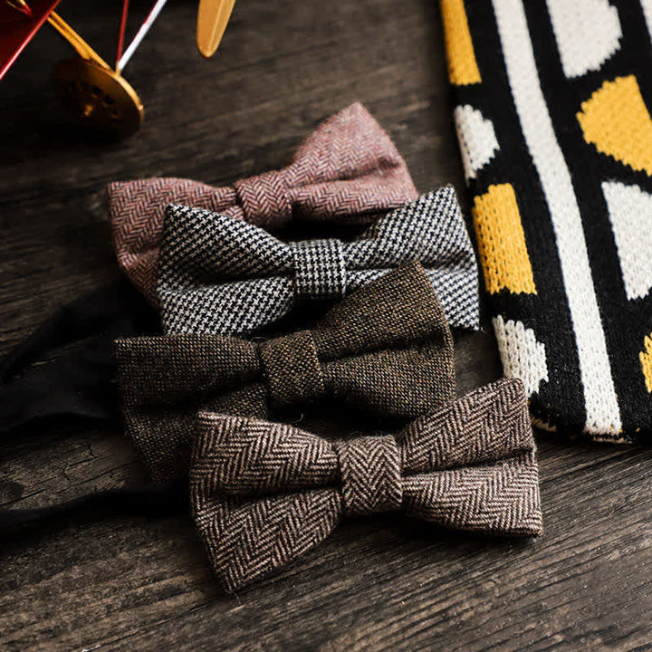 Nœud papillon simple en tweed de laine mélangée pour homme