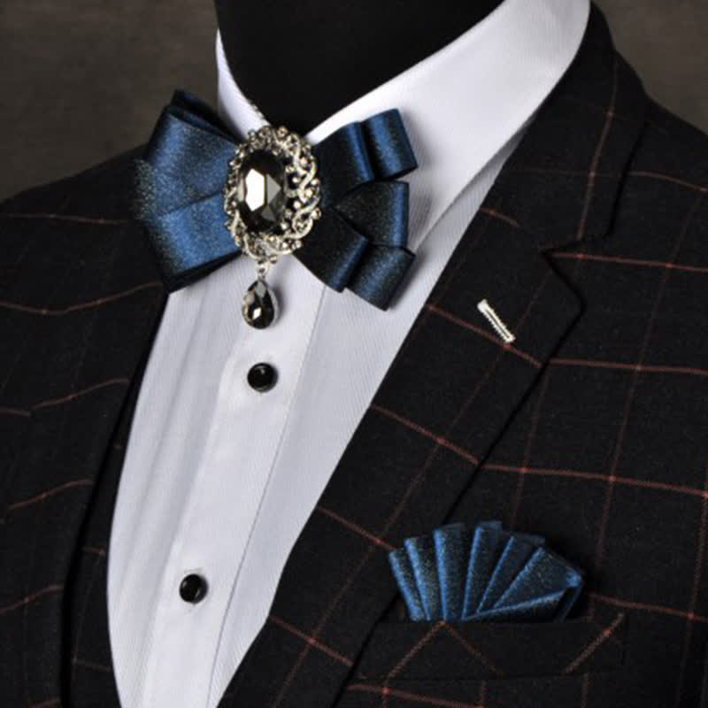 Ensemble de 3 nœuds papillons noirs de couleur unie avec strass