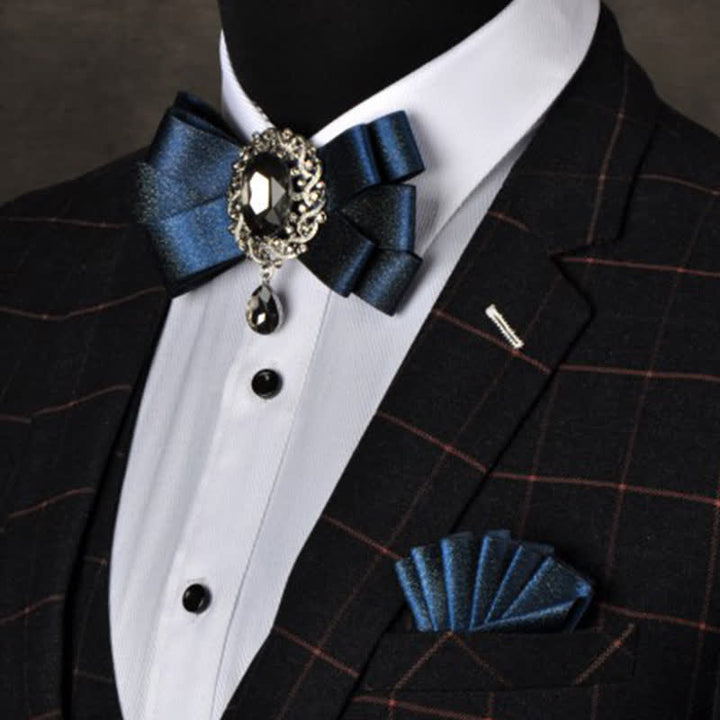 Ensemble de 3 nœuds papillons noirs de couleur unie avec strass