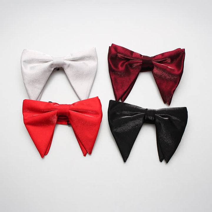 Nœud papillon surdimensionné en satin de soie brillant pour homme