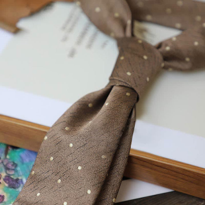 Cravate à rayures pour homme, série couleurs café, motif cachemire