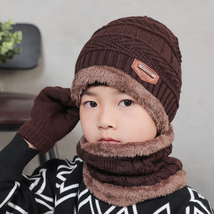 Ensemble bonnet, écharpe, gants tricotés pour adulte et enfant 3 pièces