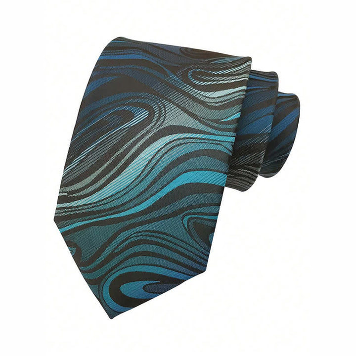 Lot de 3 cravates ondulées cyan foncé pour homme