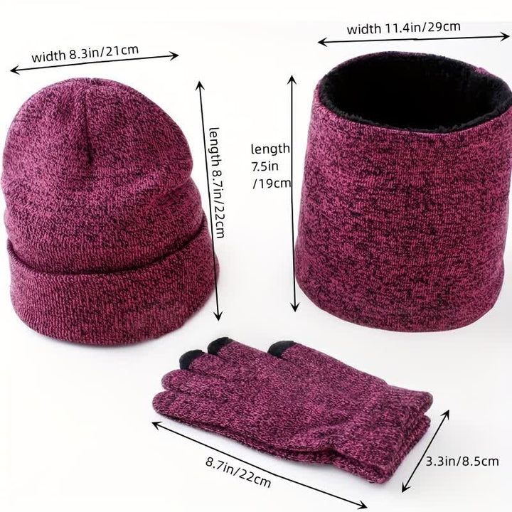 Ensemble de 3 bonnets chauds, écharpes, gants pour écran tactile