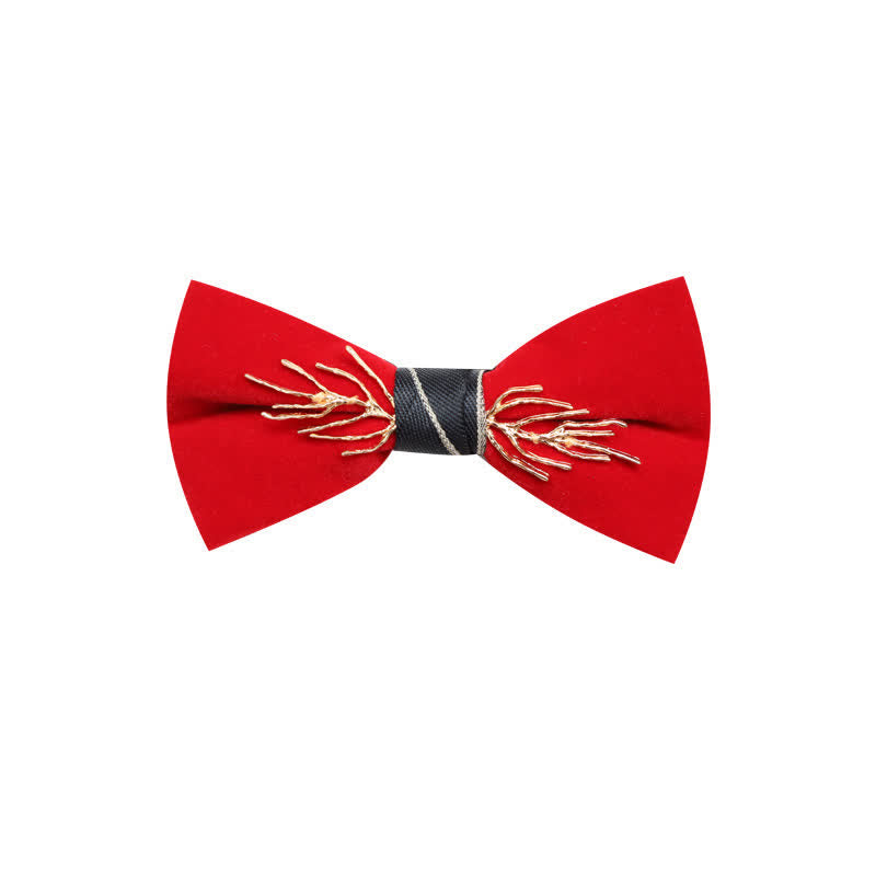 Nœud papillon en velours doré aristocratique pour homme
