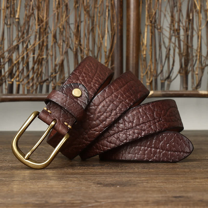 Ceinture en cuir à motif peau de bison gaufré pour homme
