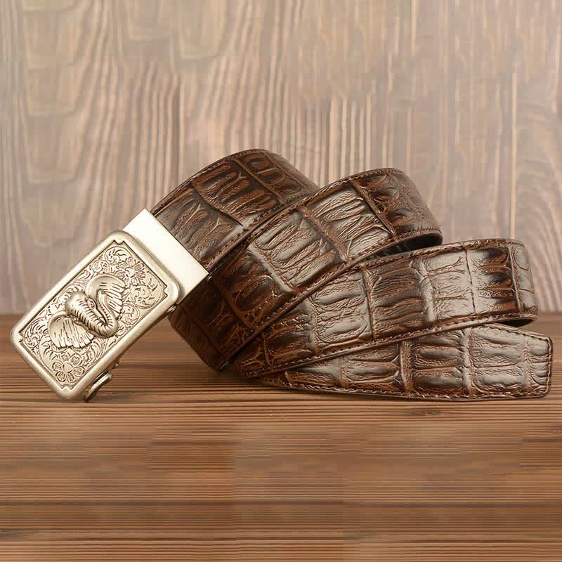 Ceinture en cuir à motif alligator éléphant punk pour homme