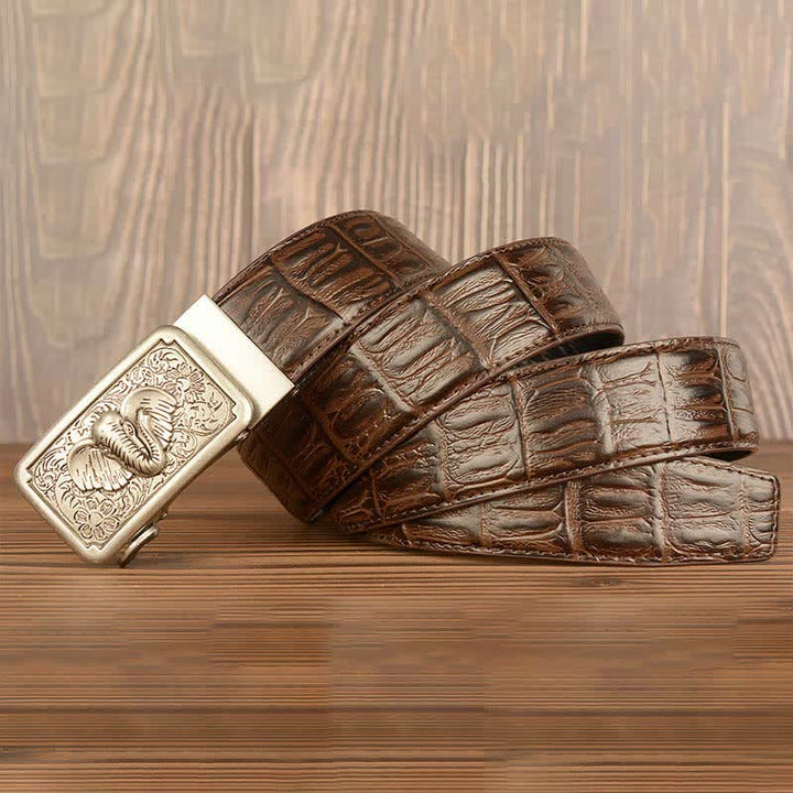 Ceinture en cuir à motif alligator éléphant punk pour homme