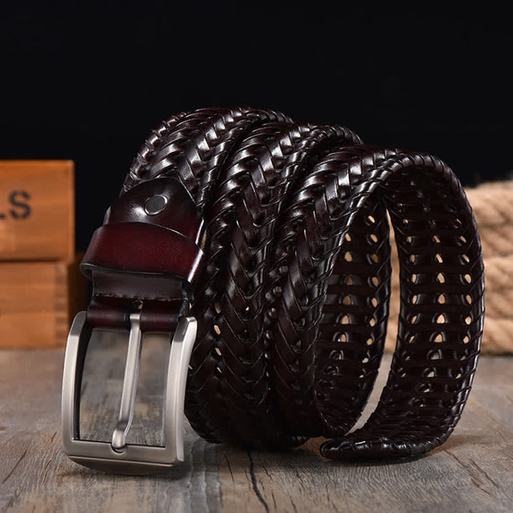 Ceinture en cuir tressée décontractée pour homme