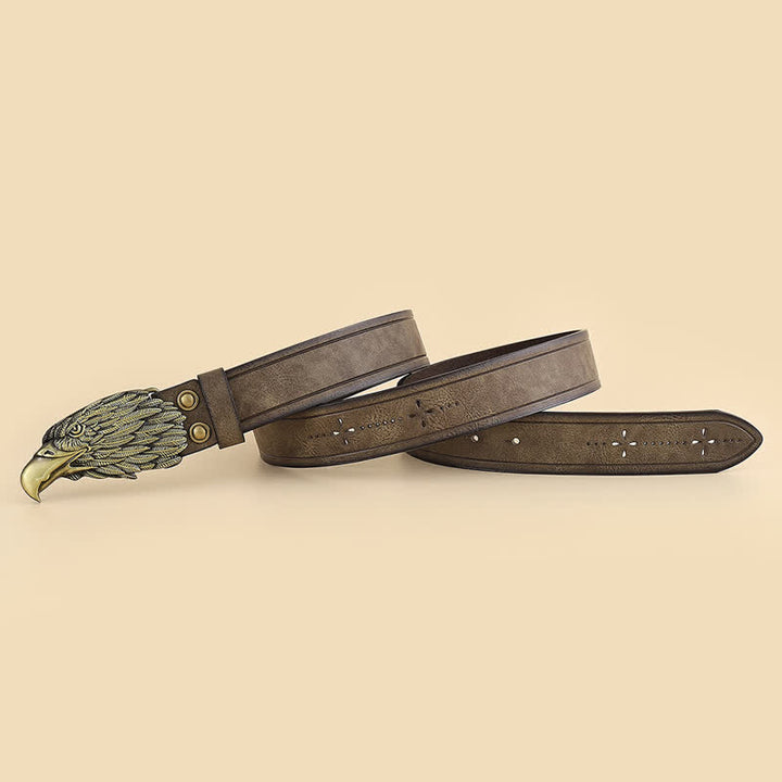 Ceinture en cuir pour homme en forme de tête d'aigle 3D en forme de vautour