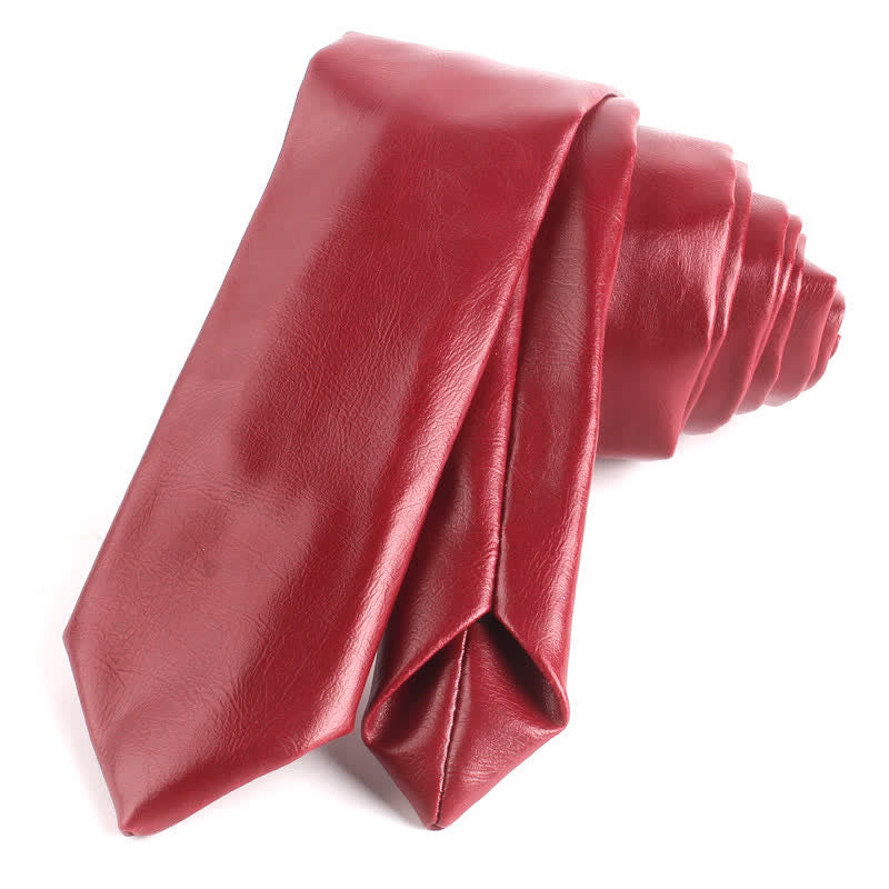 Cravate étroite décontractée en cuir PU pour homme