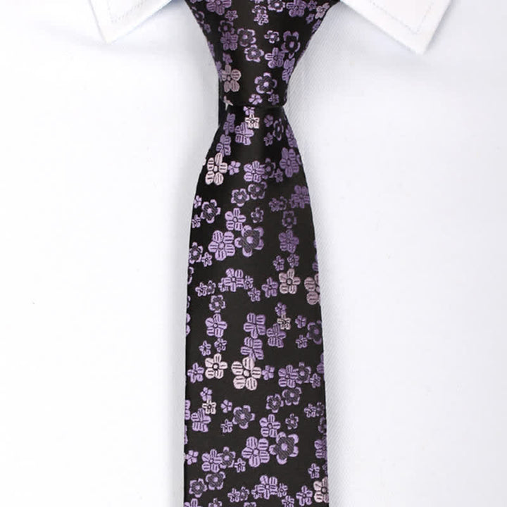 Cravate fine à petites fleurs violettes pour homme