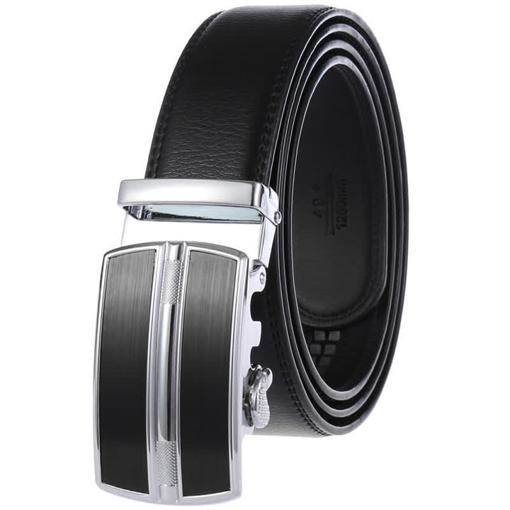 Ceinture en cuir à boucle automatique creuse simple pour homme - Noir #2 - 46 - image 6
