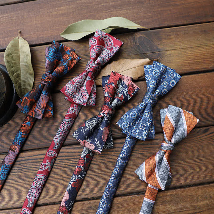 Nœud papillon à rayures florales pour homme