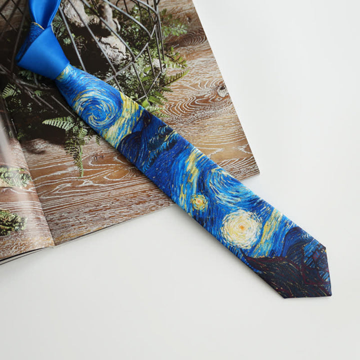 Cravate pour homme avec peinture bleue et nuit étoilée