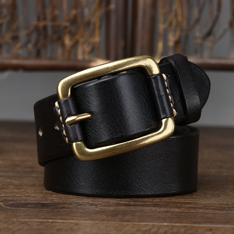 Ceinture en cuir à boucle en cuivre épais pour homme