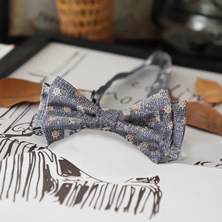 Nœud papillon rétro à motifs floraux et feuilles pour homme
