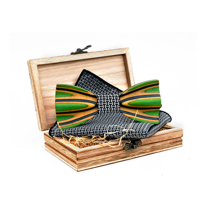 Lot de 2 nœuds papillon en bois éblouissants gravés au laser pour hommes
