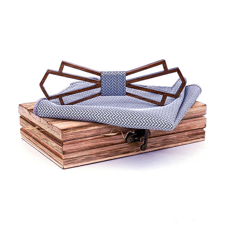 Lot de 2 noeuds papillon fantaisie creux en bois pour homme