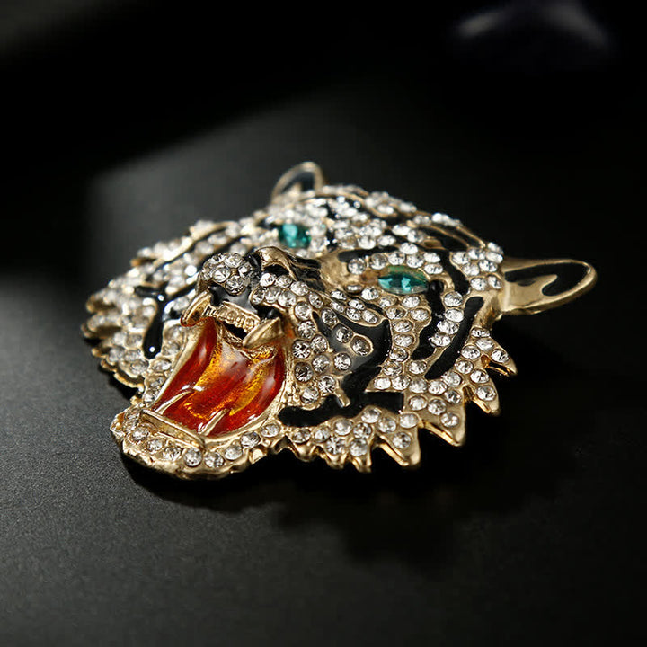 Broche rétro tête de tigre pour homme