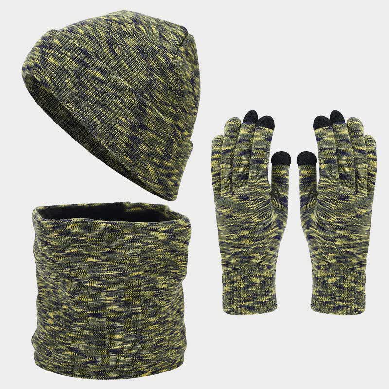 Ensemble de 3 gants, écharpe et bonnet multicolores unisexes