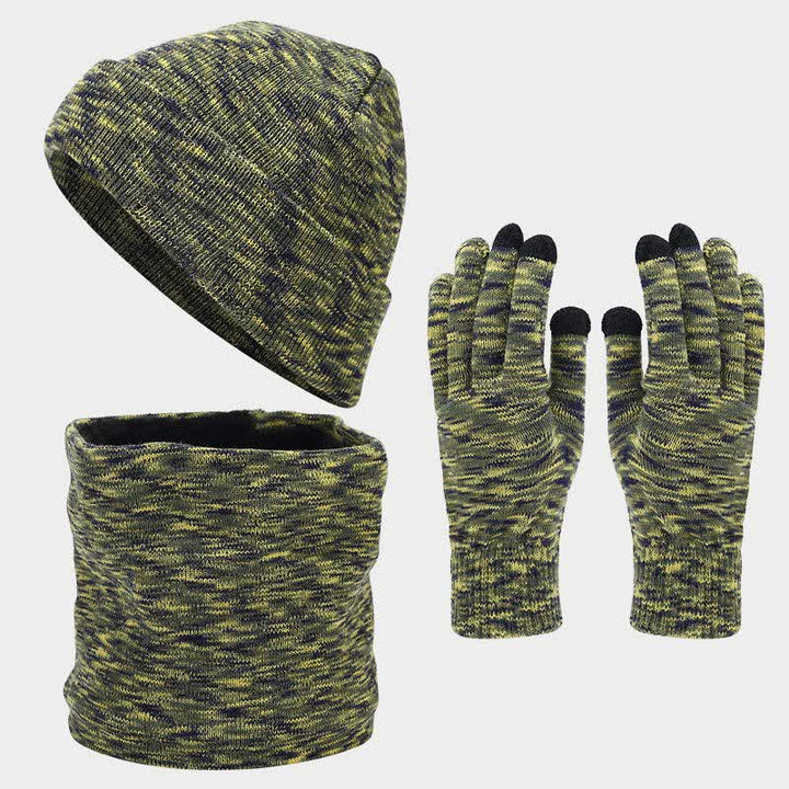 Ensemble de 3 gants, écharpe et bonnet multicolores unisexes