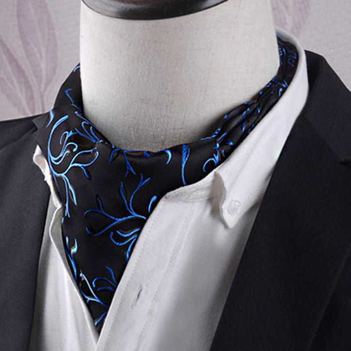 Cravate texturée Vogue à feuilles de feu noires et bleues