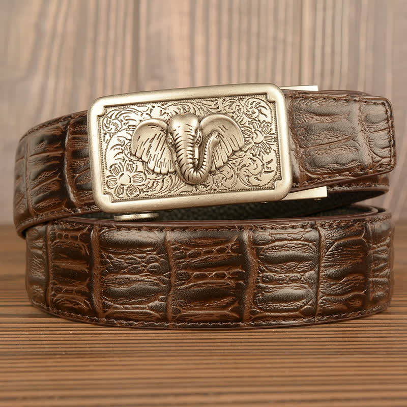 Ceinture en cuir à motif alligator éléphant punk pour homme
