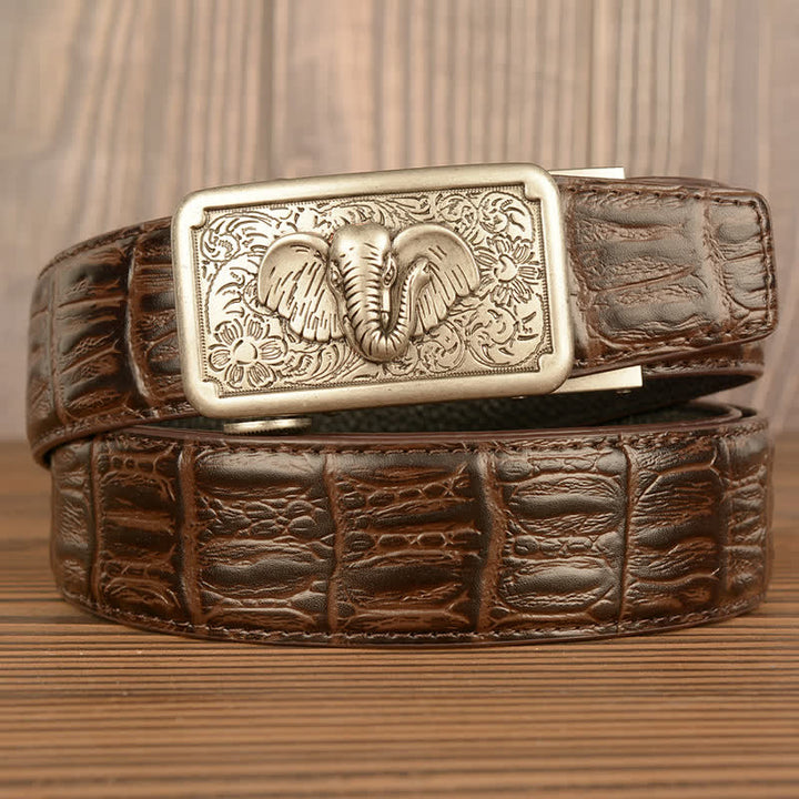 Ceinture en cuir à motif alligator éléphant punk pour homme