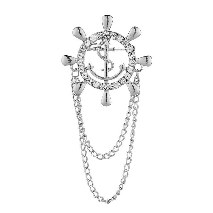 Broche pour homme représentant une chaîne d'ancre de roue de navire de la marine