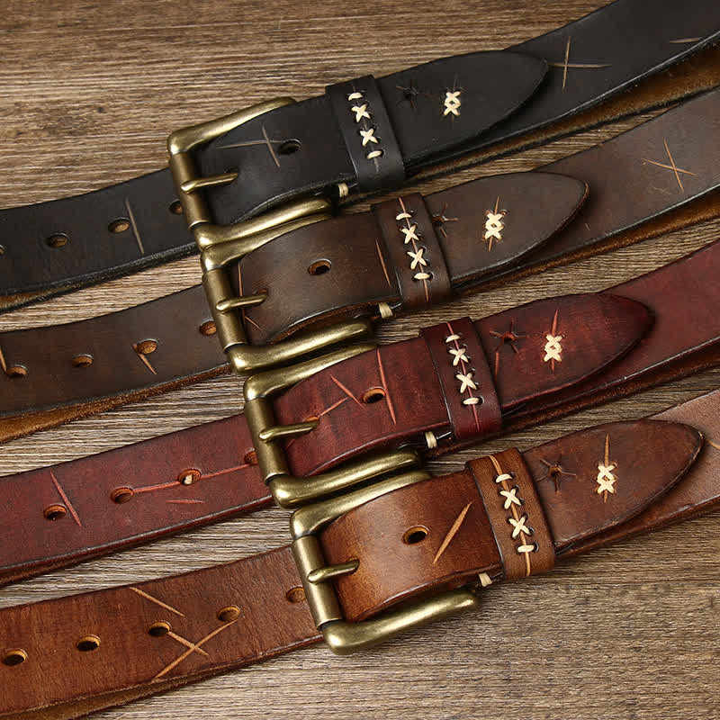Ceinture en cuir sculpté fantaisie vintage pour homme