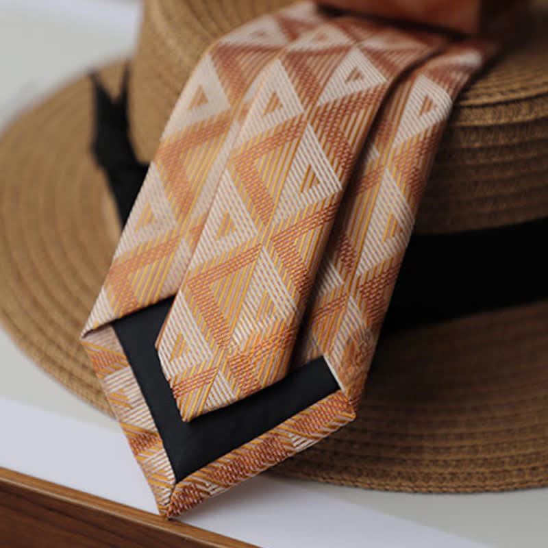 Cravate mystère exotique pour homme à triangle orange et blanc