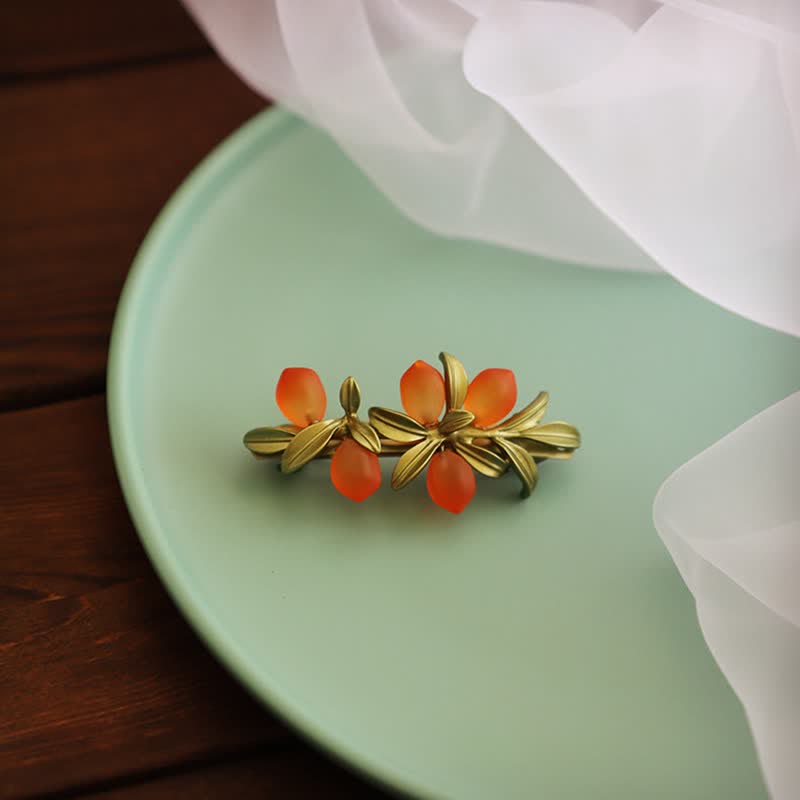 Broche pastorale pour femme en forme de fruit orange et baies