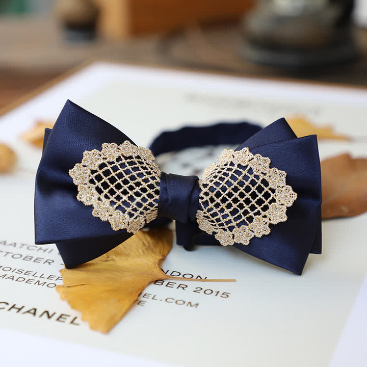 Nœud papillon élégant en dentelle fleurie pour homme