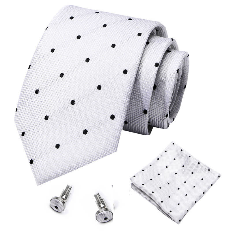 Lot de 3 cravates à pois blancs et noirs pour homme 